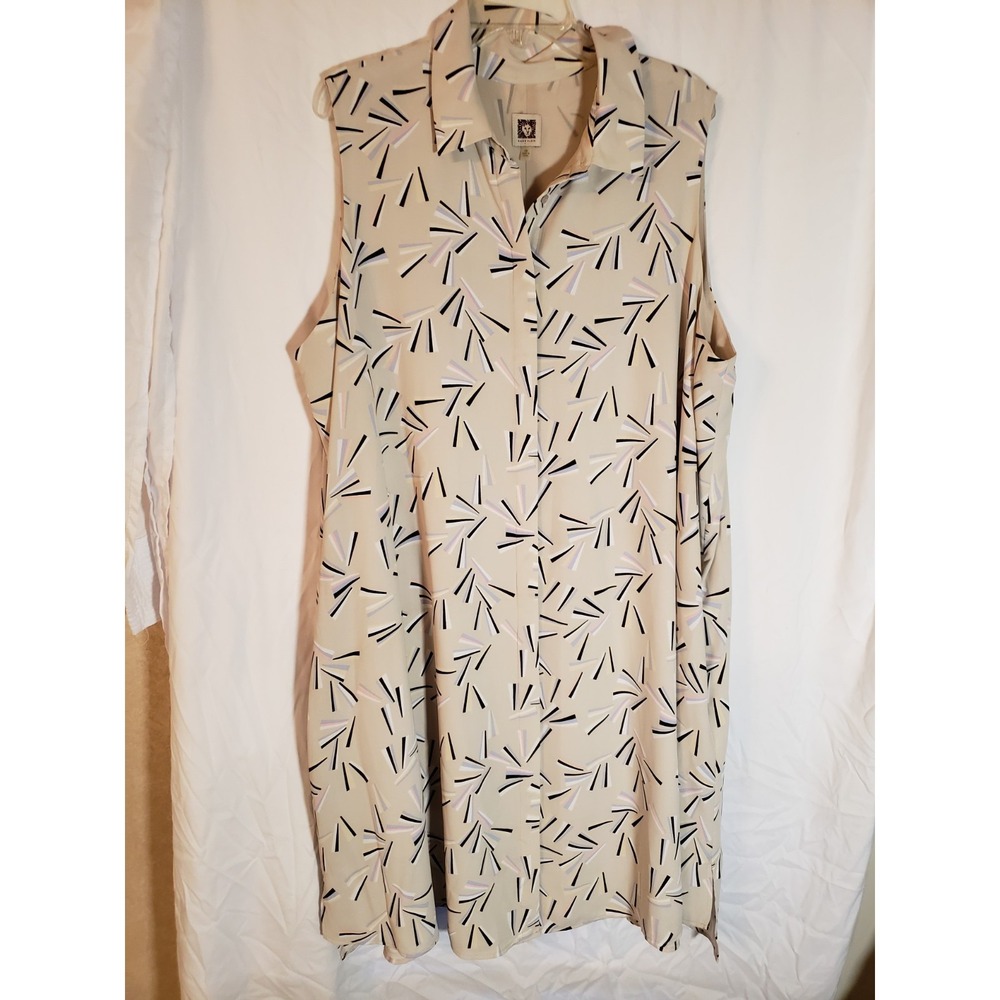 Women's Anne Klein Tan Print Sleeveless Dress Size 3X